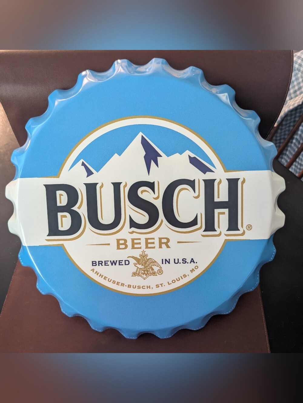 Vintage Style Busch Beer Bottle Cap Metal Wall Sign 16" Large Bar Decor Garage